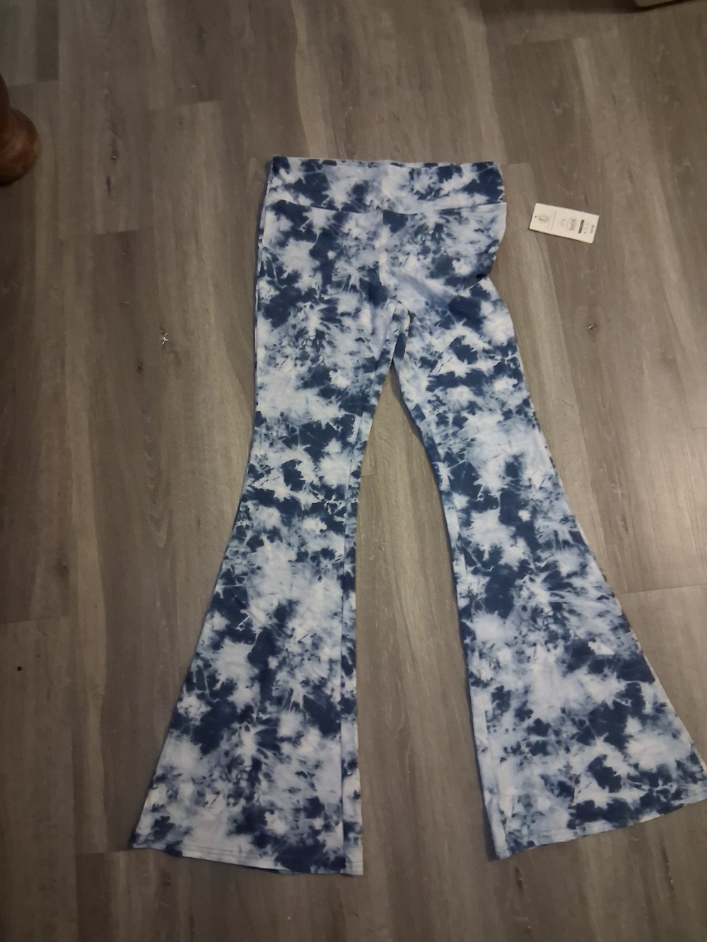 No Boundaries Blue and White Tie-Dye Flare Leggings